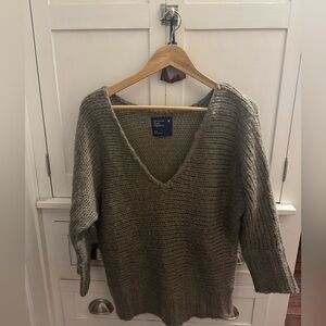American EagleWomen's V-Neck Grayish Olive Sweater